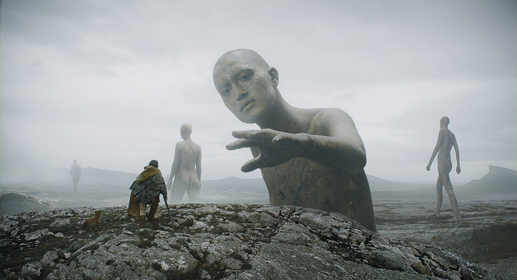 David Lowery deserves credit for re-imagining an Arthurian legend on an independent budget that features a talking fox, walking giants and a defiant tree adversary in The Green Knight. (Image courtesy of A24)