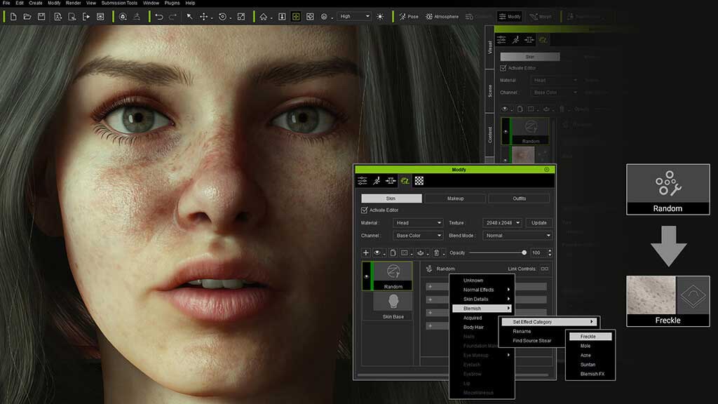 Skingen is Reallusion’s tool for adding in human facial details like pores, wrinkles and blemishes. (Image of courtesy Reallusion)