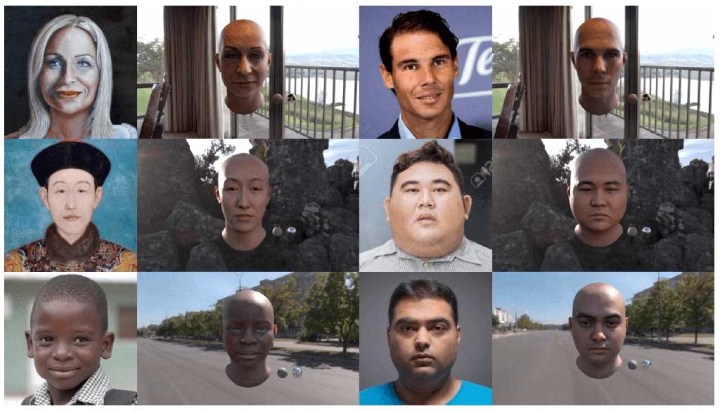 Further examples of the results of Pinscreen’s photo-based avatar digitization tech-nology. (Image courtesy of Pinscreen)