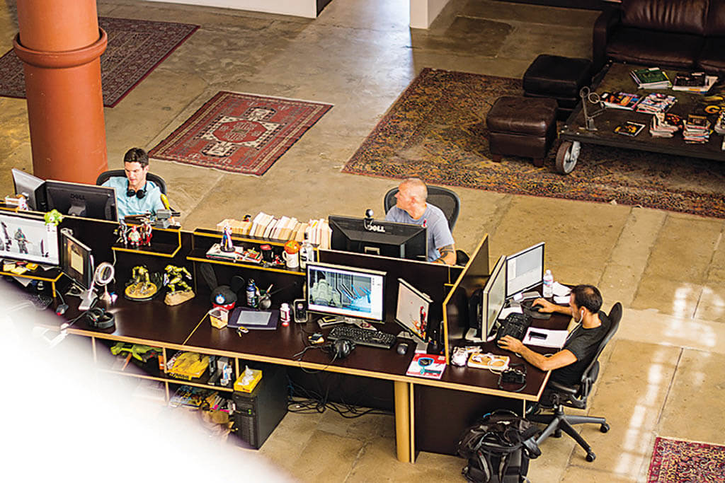 Inside Blur Studio where Miller and Fowler sat only feet away from each other.