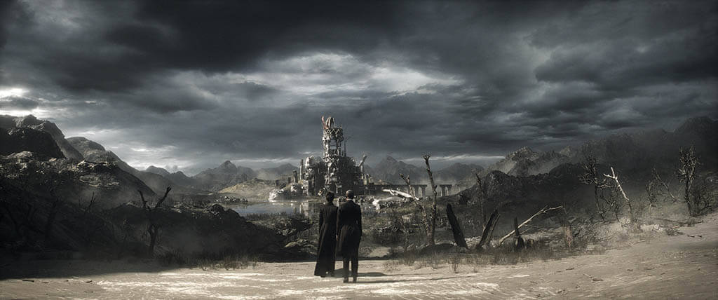 Morpheus (Tom Sturridge) discovers his palace to be in deep ruins, accompanied by Lucienne (Vivienne Acheampong).