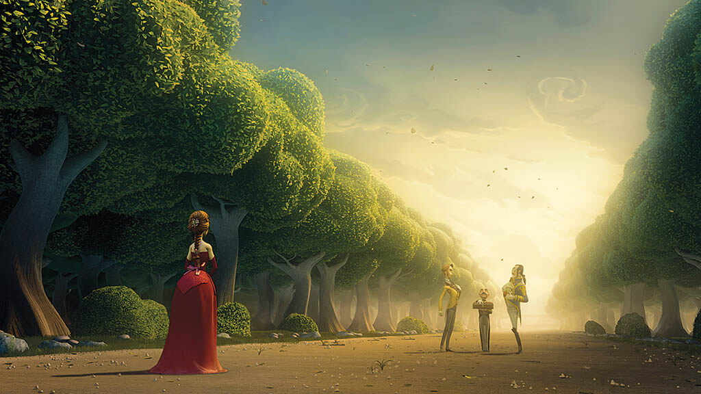 A scene from the Blur Studio short A Gentleman’s Duel.