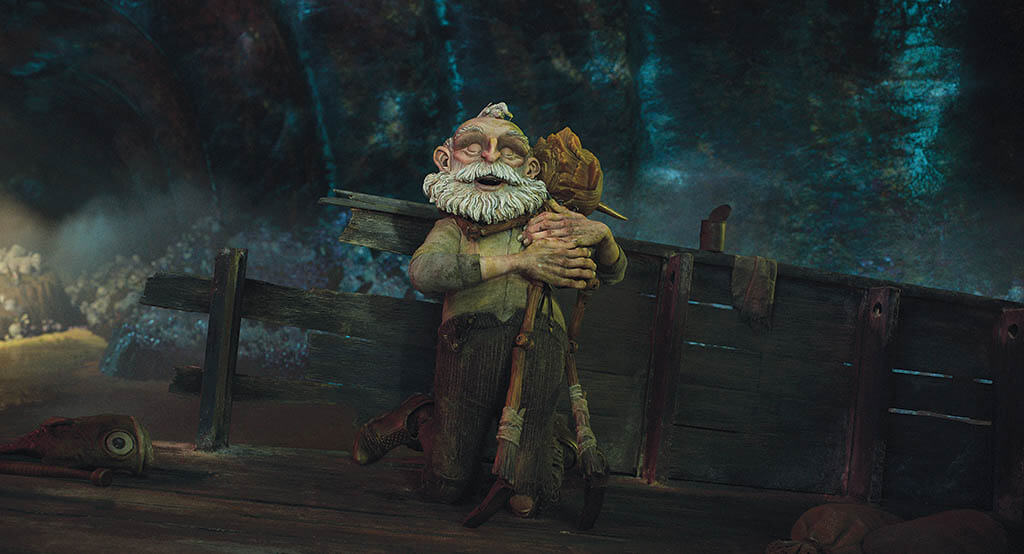 Geppetto and Pinocchio trapped inside of the dogfish, which was a digital environment.