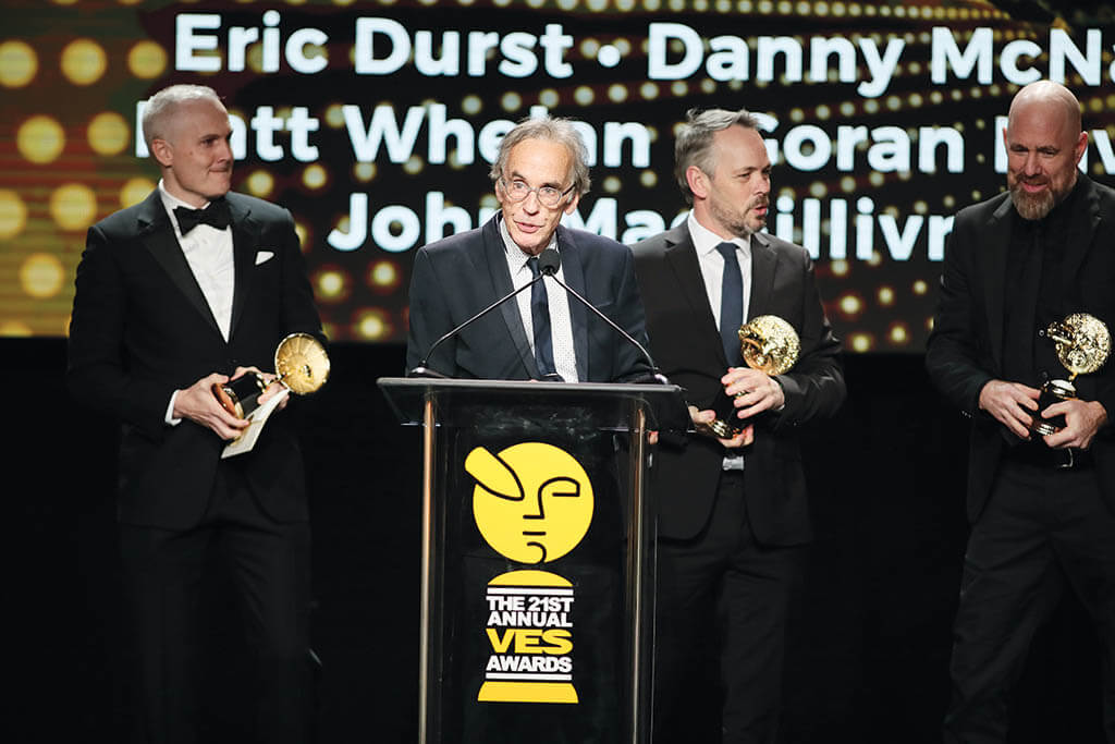 The award for OutstandingSupporting Visual Effects in a Photoreal Episode went to Five Days at Memorial; Day Two and the team of Eric Durst, Danny McNair, Matt Whelan, Goran Pavles, and John MacGillivray. 