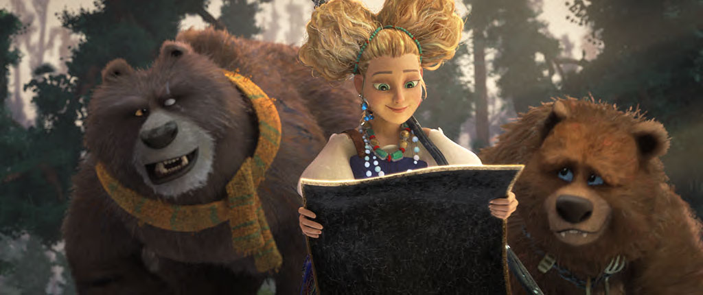 For the newer characters such as the Three Bears, Dreamworks Animation wanted to push how the hair looked in the silhouette edges so it felt more stylized.