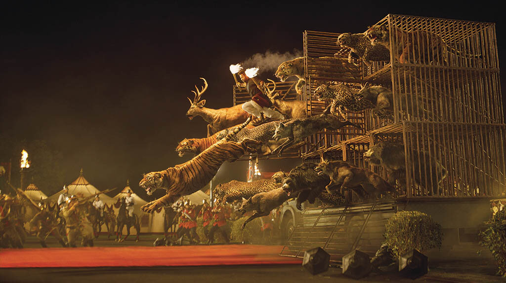 There is no shortage of creature effects in RRR especially with the climatic animal havoc sequence. (Image courtesy of RRR)
