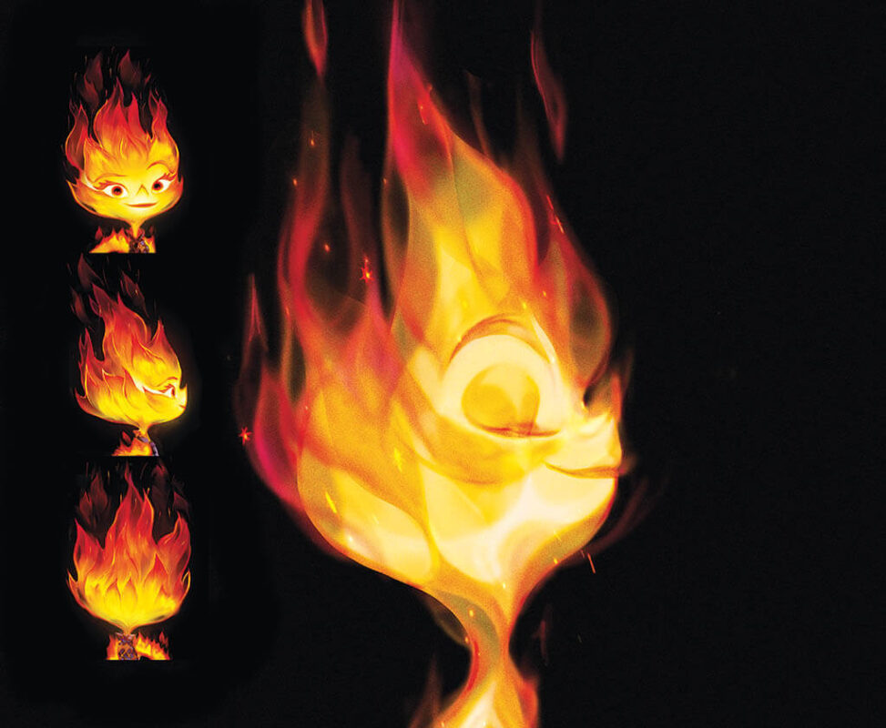 Concept art by Jonathan Hoffman and Maria Yi experimenting with the facial expressions of Ember.