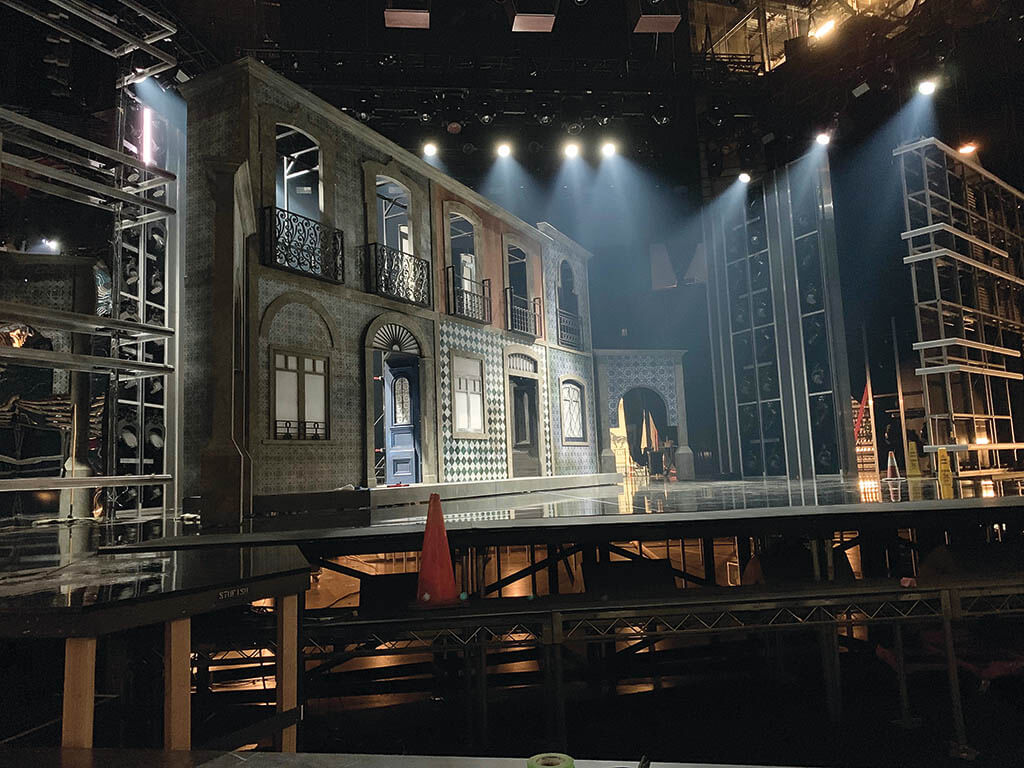 The stage for Madonna’s performance with four AR versions of herself at the 2019 Billboard Music Awards show. (Image courtesy of NBC and Dick Clark Productions)