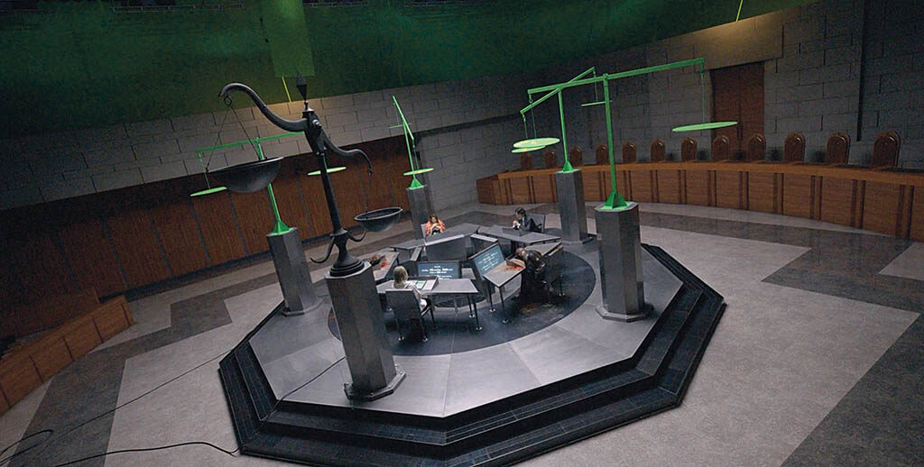 Not many public images exist of the Japanese Supreme Court, which made it a creative challenge for Megalis VFX to envision the interior of the building for Alice in Borderland. (Images courtesy of Megalis VFX)