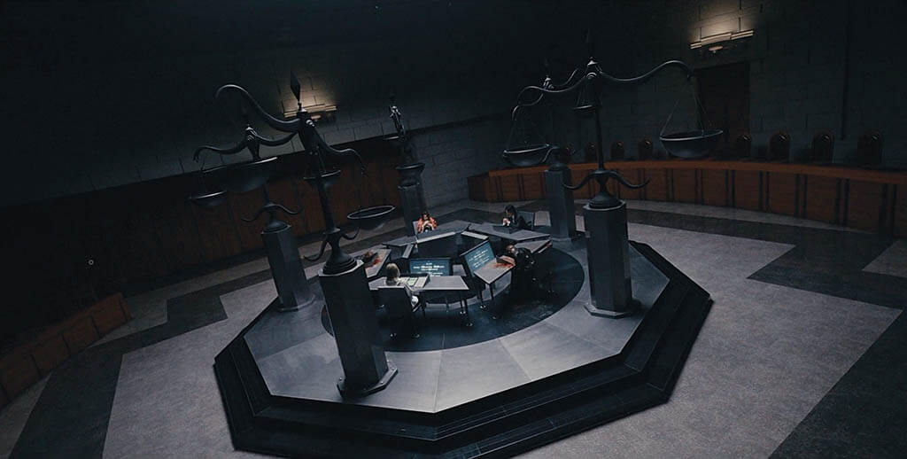 Not many public images exist of the Japanese Supreme Court, which made it a creative challenge for Megalis VFX to envision the interior of the building for Alice in Borderland. (Images courtesy of Megalis VFX)