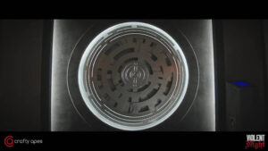 The mansion had an impregnable vault, and it was necessary to replace and animate its doors. The CG team led by Jon Balcome and Sean Richie had to match CG to practical vault rings.
