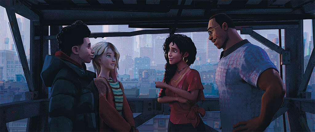The world of Miles Morales is visually defined by nongradient colors and a graphic comic book style.