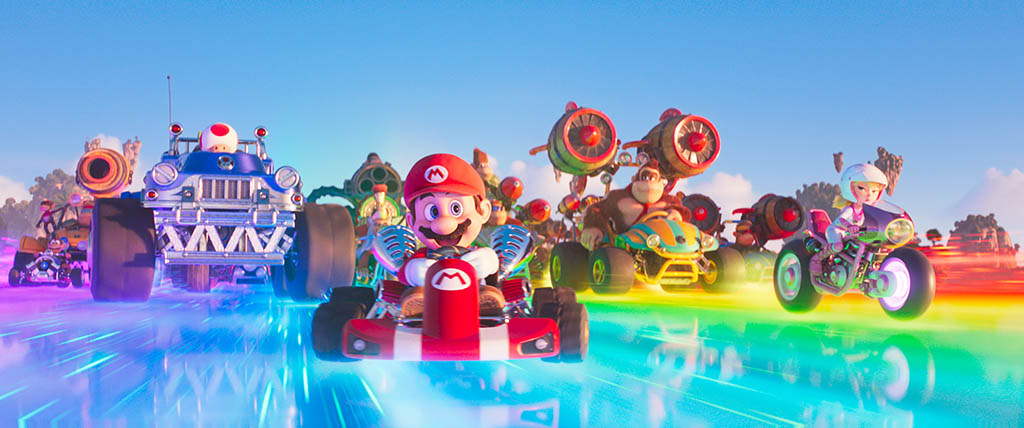 One of the most complex sequences and environments was executing the cosmic car chase that takes place on the Rainbow Road. 