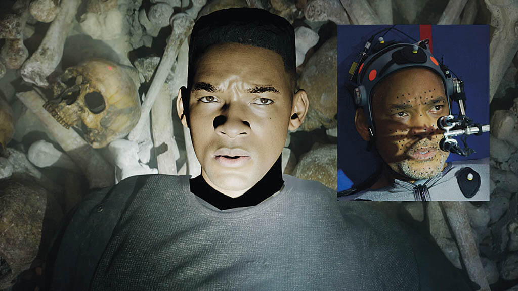 TOP TO BOTTOM: Wētā utilized a “deep learning solver” to achieve greater consistency with the muscle activations in the facial system for Gemini Man. (Images courtesy of Wētā FX and Paramount Pictures)