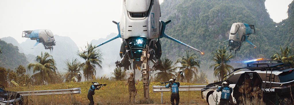 TOP TO BOTTOM: Director Gareth Edwards and his team built the world of The Creator around real locations to ground the sci-fi film in an environmental/cultural authenticity.