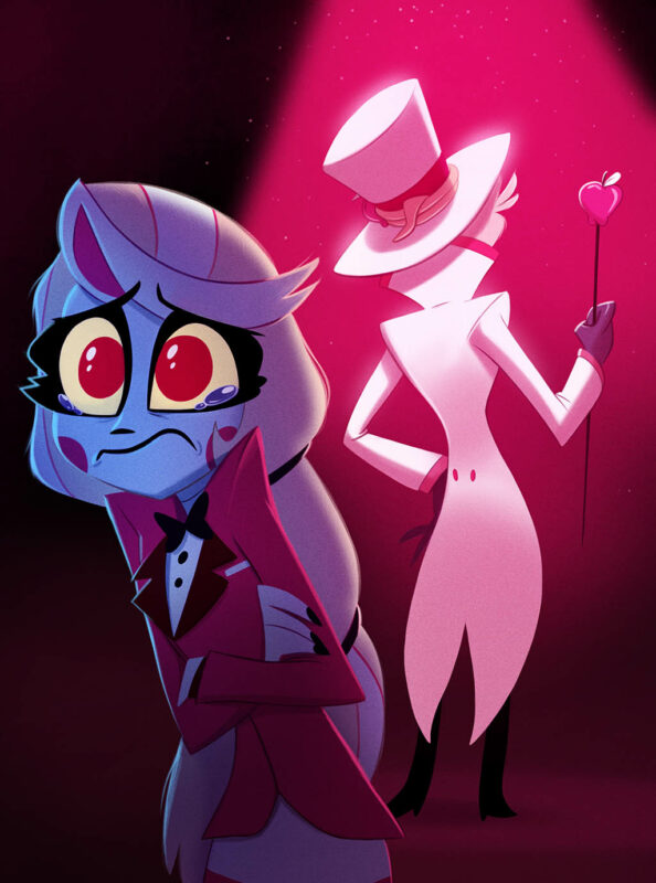A poster of Charlie with her showman father Lucifer performing in the background.