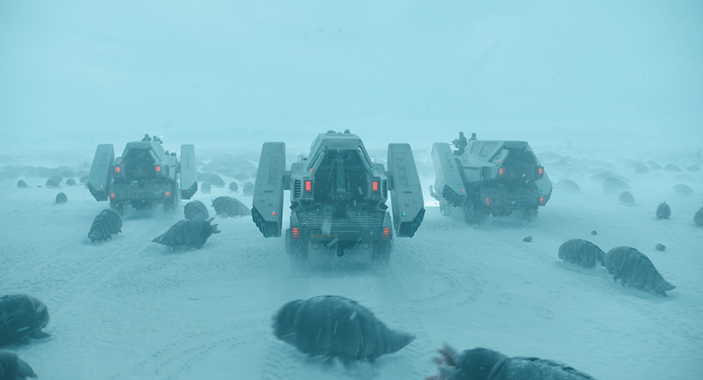 Practical tire tracks were expanded upon and altered in the final shot.