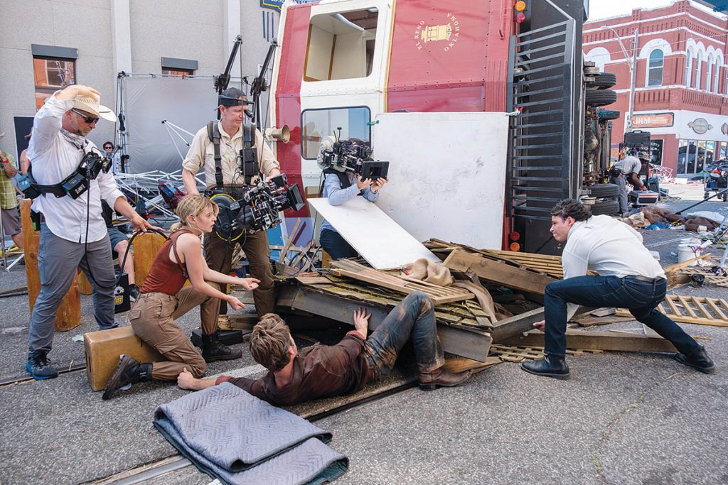 Cinematographer Dan Mindel favors on-set practical effects because the reactions from the cast come across as being more genuine, which was the case for Twisters. (Image courtesy of Universal Pictures)