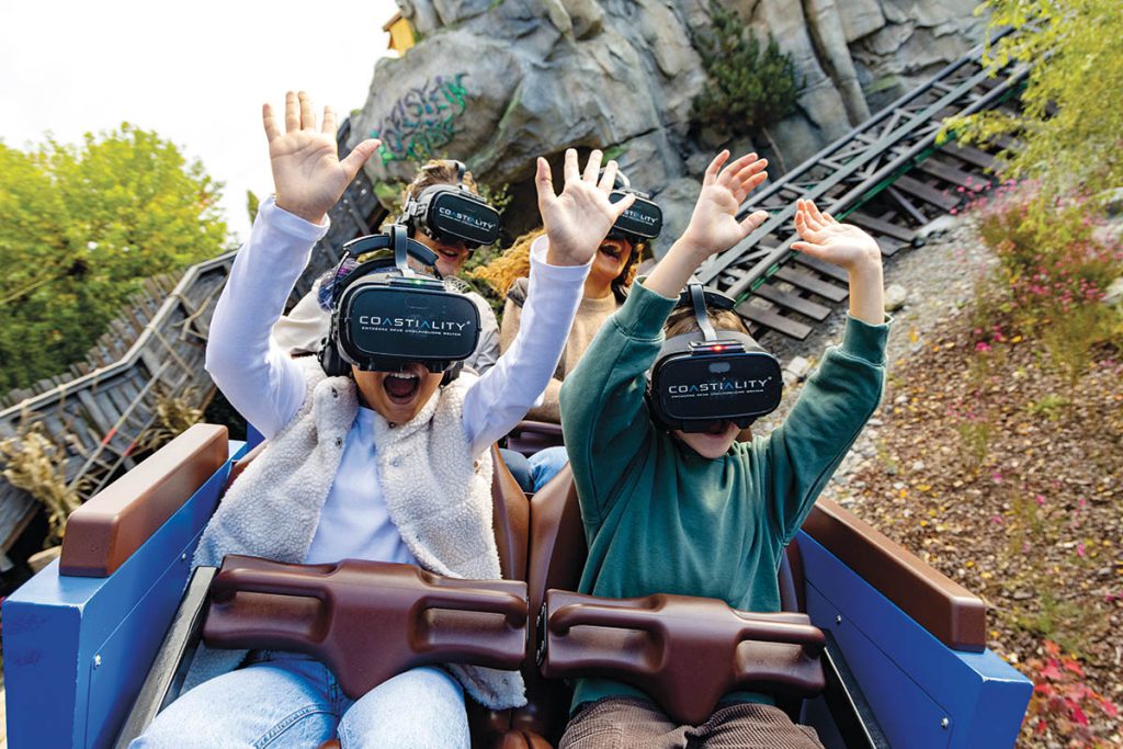 Alpenexpress Coastiality in Germany’s Europa-Park was Mack’s first retrofit VR roller-coaster, upgrading an existing Mack Rides attraction with VR technology. Adding the enhanced-reality VR gives the ride fresh appeal and extends its operational lifespan.(Images courtesy of Mack Rides and Europa-Park) 