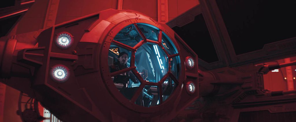 The cockpit of the prototype TIE Avenger fighter was fully interactive and lit.