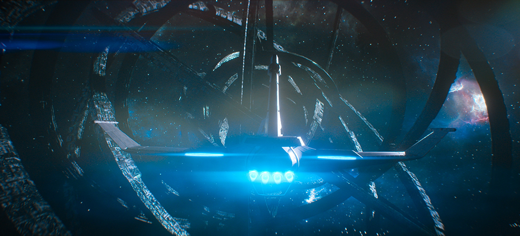 The USS Callister approaches the game engine situated at the Heart of Infinity. 