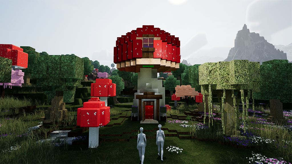 Virtual versions of the exterior and interior of the Safe House located in the Enchanted Woods. 