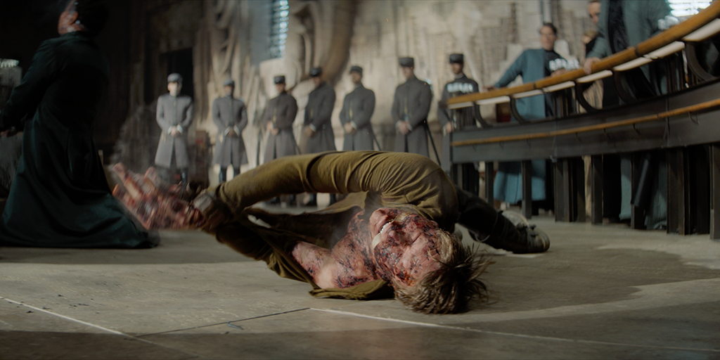 Much of the bloodwork was achieved in post-production. 