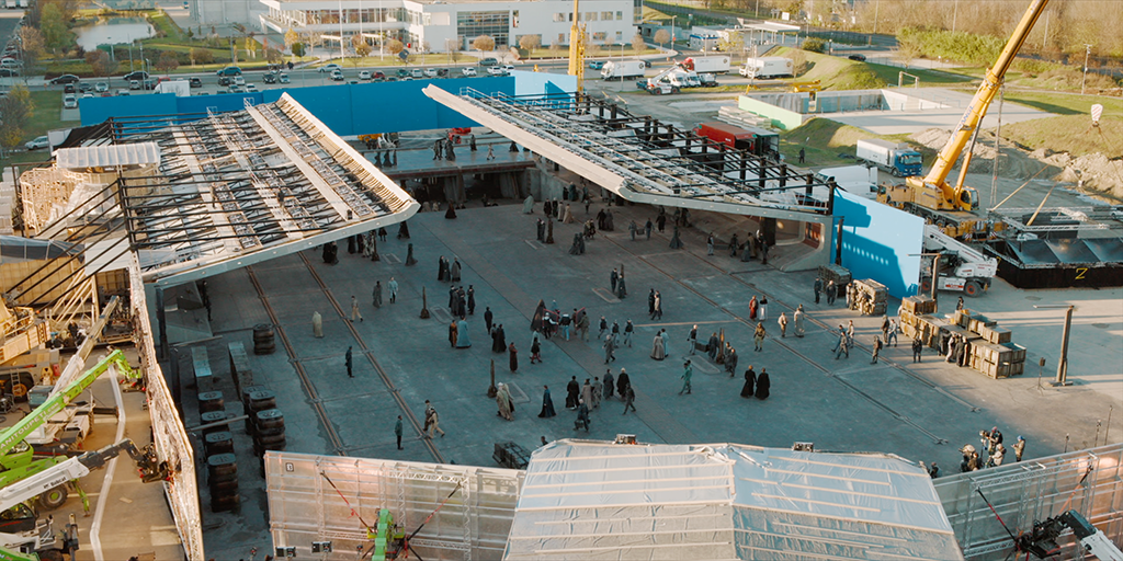 Even with the extensive practical sets, digital augmentation was required to get the necessary scope and scale. 