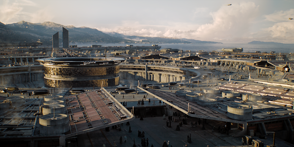 Even with the extensive practical sets, digital augmentation was required to get the necessary scope and scale. 