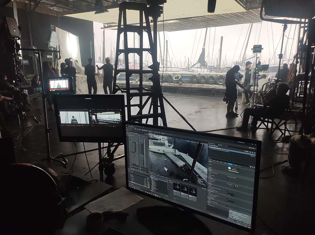 Assessing the footage captured at the virtual production stage. 