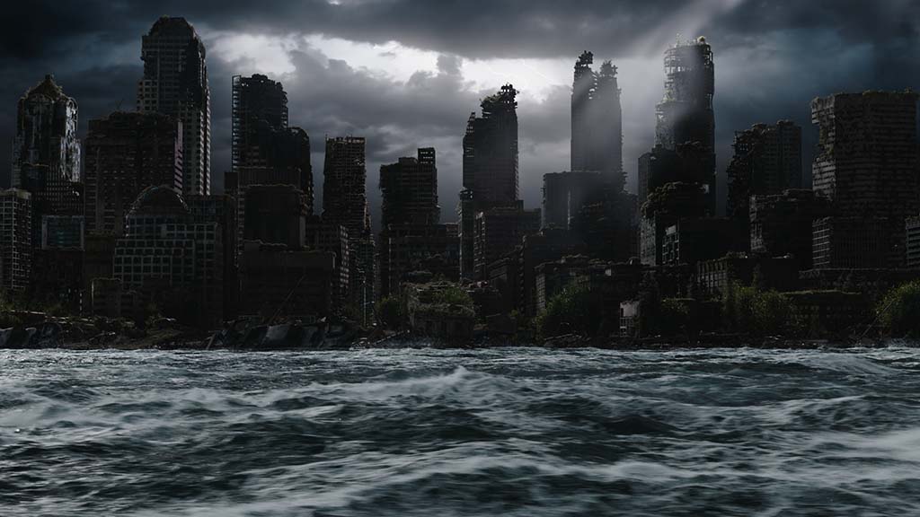 DNEG's Environment team worked in tandem with the FX team to build a massive, flooded section of the city along the waterfront for Episode 7.